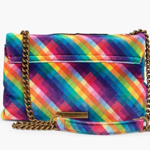 Kurt Geiger NWT eye rainbow stripes Kensington handbag - Picture 11 of 11